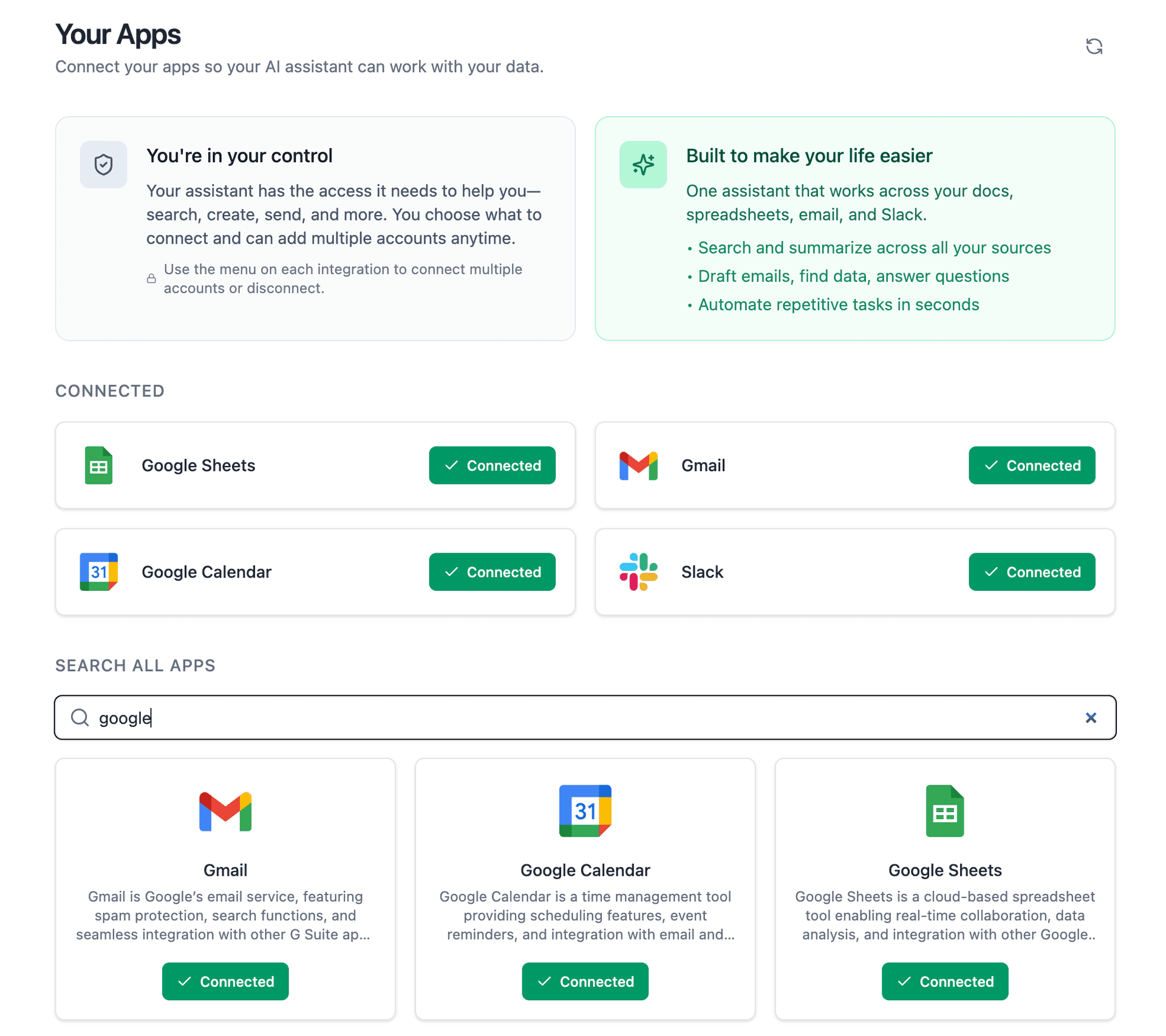 Connected email apps